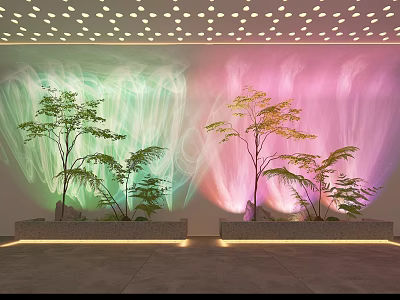Outdoor Lights Featuring Ceiling Lights Wall Green Pink Light Shadows Trees Ground Light Strips 3d model