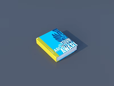Vibrant Action Adventure Book Featuring Blue Yellow Cover With Wing Graphic And Text 3d model