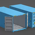 Industrial Equipment Blue Shipping Containers With Two Units Open Door Featuring Interior View