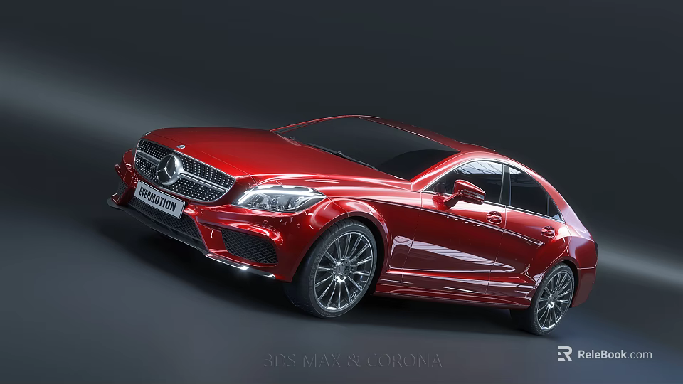 Red Mercedes Benz Sedan With Black Roof And Sleek Alloy Wheels Design 3d model 