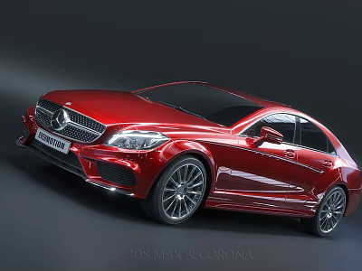 Red Mercedes Benz Sedan With Black Roof And Sleek Alloy Wheels Design 3d model