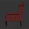 Red Tufted Wingback Accent Chair with Nailhead Trim and Wooden Legs Classic Design