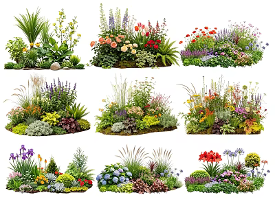 Colorful Flower and Plant Combinations for Garden Landscape Design with Diverse Species 3d model