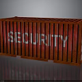 Red Security Storage Container Featuring Bold White Lettering And Metal Body