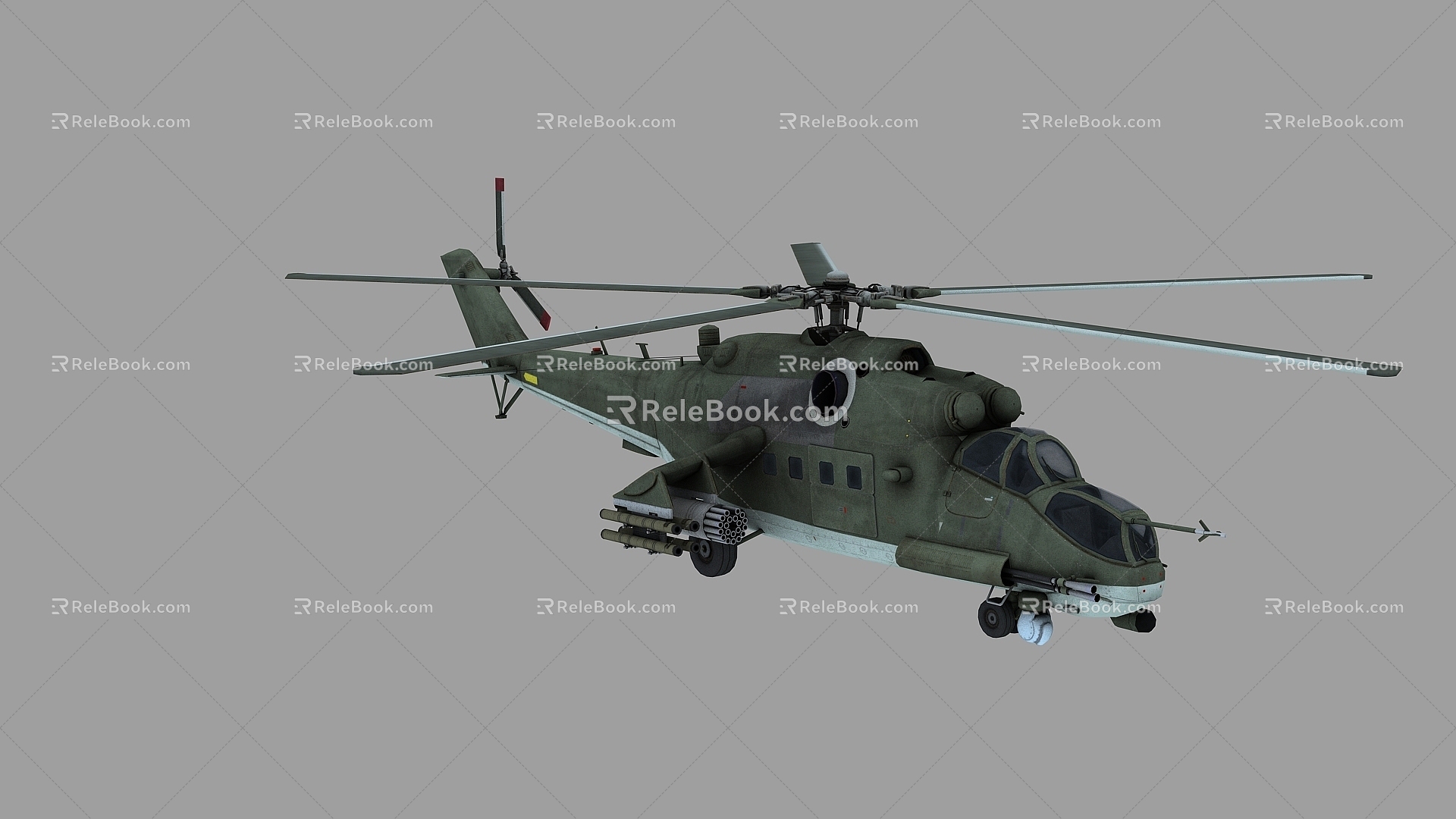 PBR Three Painting Russian Mi 35 Mi35 Mi 24 Mi24 Armed Helicopter 3d model