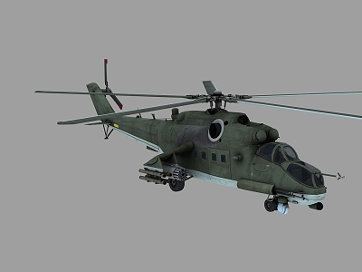 PBR Three Painting Russian Mi 35 Mi35 Mi 24 Mi24 Armed Helicopter 3d model