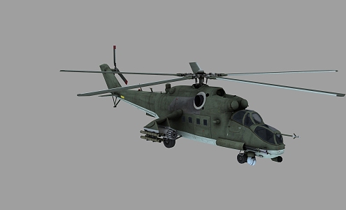 PBR Three Painting Russian Mi 35 Mi35 Mi 24 Mi24 Armed Helicopter 3d model