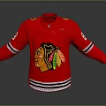 Red Hockey Jersey With Team Logo And Striped Sleeves White Black Trim