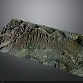 Detailed 3D Topographic Terrain Model With Mountainous Relief And Colorful Textures