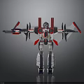 Mechanical Robot Figure With Red White Wings Armored Body And Weapon