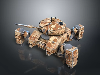 Detailed Military Tank With Camouflage Paint Armored Structure Main Cannon And Tracks 3d model