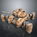 Detailed Military Tank With Camouflage Paint Armored Structure Main Cannon And Tracks