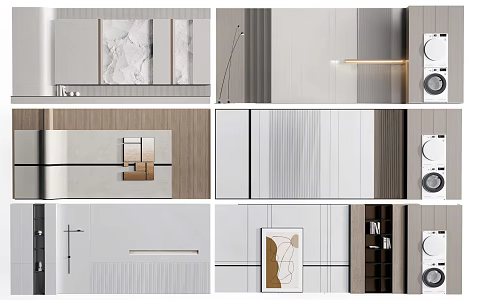 Sofa background wall Living room background wall Wall panel background wall 3d model
