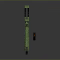 Green Submachine Gun With Double Grip Yellow MK Lettering And Worn Details