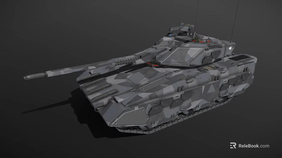 Modern Military Tank With Camouflage Paint Main Gun Barrel And Turret 3d model 