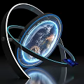 Modern Computer Display System With Global Earth Projection Illuminated Rings And Control Interface 3d model