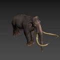 Realistic Mammoth 3D Model With Long Curved Tusks And Gray Body