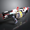 Futuristic Sci Fi Gun With White Black Red Yellow Color And Modern Design Details