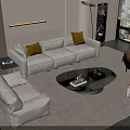 Modern White Sofa Coffee Table Set With Yellow Pillows And Neutral Area Rug