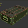 Vintage Green Wooden Weapon Storage Box With Metal Clasps And Worn Surface