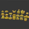Yellow Building Block Components With Various Shapes Sizes And Designs