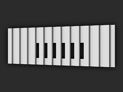 White Vertical Architectural Component With Black Spacers On Dark Background 3d model