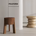 Shoe Changing Stool Wooden Stool Low Stool Dressing Stool 3d model