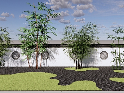 Modern Bamboo Landscape Wall Enclosure Bamboo Garden Landscaping Bamboo Phyllostachys pubescens Landscape Bamboo model