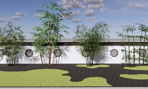 Modern Bamboo Landscape Wall Enclosure Bamboo Garden Landscaping Bamboo Phyllostachys pubescens Landscape Bamboo 3d model