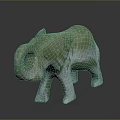 Green And White Elephant Sculpture With Minimalist Design Artistic Decoration Stylish Decorative Piece