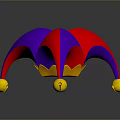 Vibrant Red Purple Jester Hat With Golden Bells Classic Design Accessory