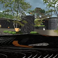 Elegant Modern Entrance Gate Design With Lush Landscaping Curved Driveway And Architectural Details