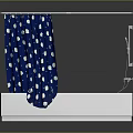 White Bathtub With Blue Polka Dot Shower Curtain And Chrome Shower Rod
