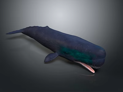 Blue Whale With Deep Blue Body And Green Markings Open Mouth Marine Animal 3d model