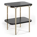 Modern Two Tier Side Table With Black Tabletop And Gold Metal Legs 3d model