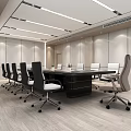 Modern Conference Room Interior With Long Table Office Chairs And Large Screen 3d model