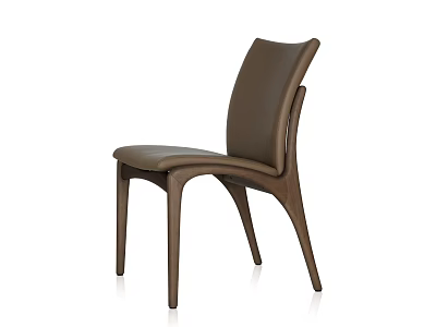 Modern Solid Wood Leather Upholstered Dining Chair With Sleek Streamlined Design For Home Dining Rooms 3d model