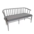 Wooden Armchair With Slatted Backrest Two Wood Tones And Light Gray Cushion