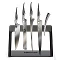 Stainless Steel Kitchen Knife Set with Black Holder and Sharp Blades