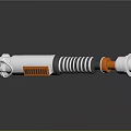 3D Rendered Mechanical Component With Silver Orange Black Coiled Spring Structure