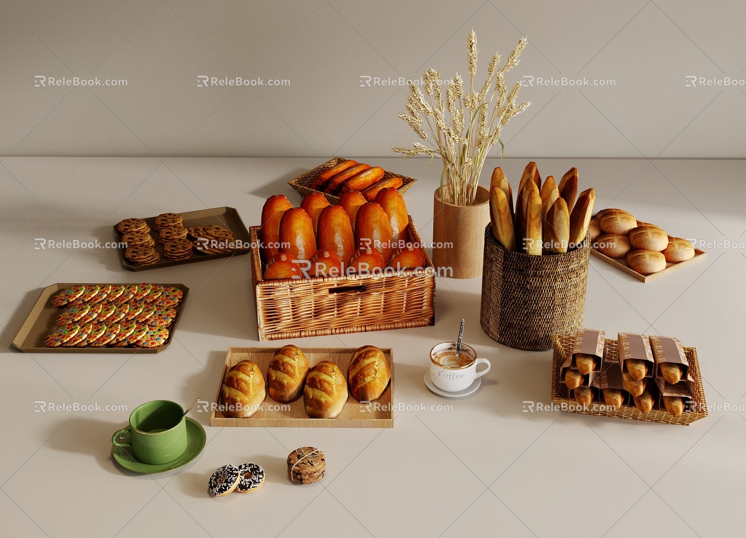 Bread Food Bread Combo 3d model