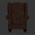 Classic Leather Single Sofa With Button Tufted Back Rolled Arms And Wooden Legs 3d model