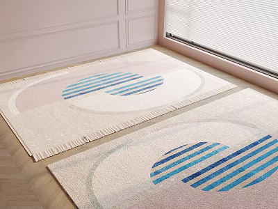 Square Area Rugs With Geometric Patterns In Soft Tones 3d model