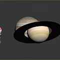 Jupiter and Saturn Planets with Spacecraft Model and Satellite Antenna