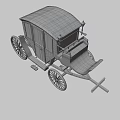 Classic Black and Gold Carriage with Enclosed Cabin Spoked Wheels and Decorative Lanterns