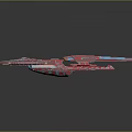 Red And Blue Cosmic Spaceship 3D Model With Detailed Structure For Space Exploration