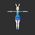 Cartoon Female Character With Rabbit Ears Arms Outstretched In Blue Outfit And White Stockings