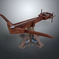 Ancient Wooden Catapult as Medieval Siege Weapon with Wooden Frame and Launch Mechanism