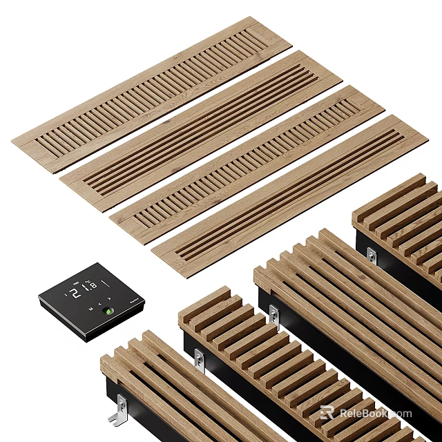 Wooden Heating Slats With Digital Controller For Home Temperature Regulation 3d model 