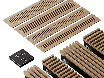 Wooden Heating Slats With Digital Controller For Home Temperature Regulation 3d model